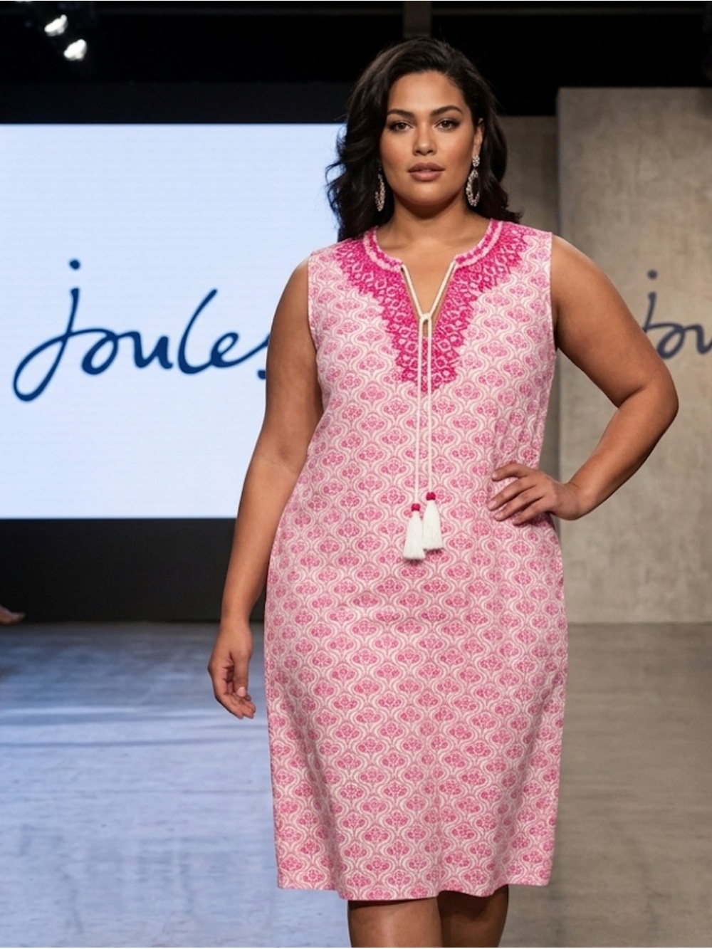 Authentic Joules signature designer hot pink design dress sz XL